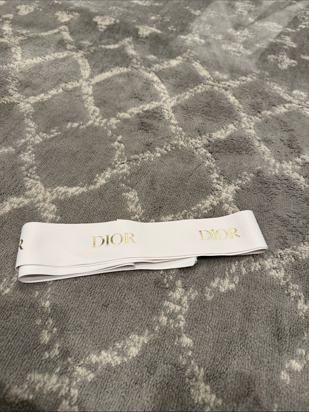 Dior White Satin Ribbon with Gold Logo